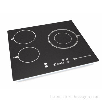 metal frame three zone built in induction hob infrared cooker